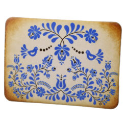 Magnet de frigider din plastic 7.5 x 5.5 cm, cu motive florale albastre