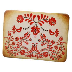 Magnet de frigider din plastic 7.5 x 5.5 cm, cu motive florale rosii