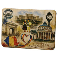 Magnet de frigider din plastic Bucharest 7.5 x 5.5 cm, vintage