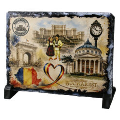 Placa din ardezie vintage Bucharest 19 x 14 cm, Romania