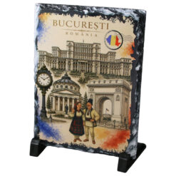 Placa din ardezie vintage Bucuresti 14 x 19 cm, Romania