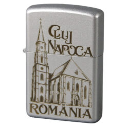 Bricheta metalica gravata Cluj-Napoca 3.5 x 5.5 cm, argintiu