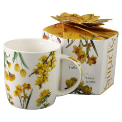 Alternative view of Cana portelan "Yellow Flowers" 400 ml, in cutie decorativa