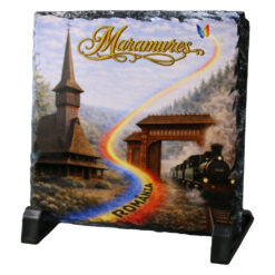 Placa din ardezie Maramures 14 x 14 cm, Romania, tricolor