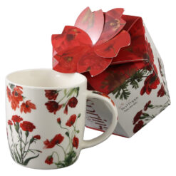 Cana portelan "Red Flowers" 400 ml, in cutie decorativa