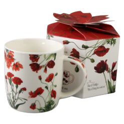 Alternative view of Cana portelan "Red Flowers" 400 ml, in cutie decorativa