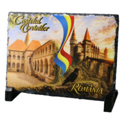 Placa din ardezie Castelul Corvinilori 19 x 14 cm, tricolor