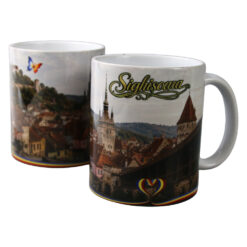 Cana din ceramica Sighisoara 330 ml, fluture tricolor