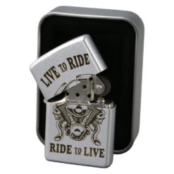 Alternative view of Bricheta metalica gravata "Live to Ride... Ride to Live" 3.8 x 5.5 cm, argintie
