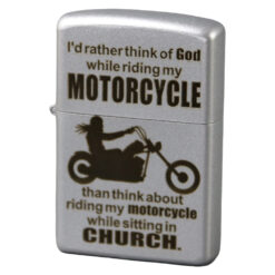 Bricheta metalica gravata "Motorcycle", 3.8 x 5.5 cm, argintie