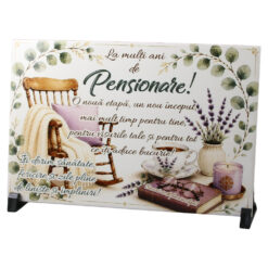 Placa decorativa "La multi ani de Pensionare!" 30 x 20 cm din faianta