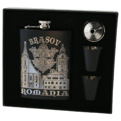 Alternative view of Set cadou Romania plosca gravata 220 ml cu palnie si 2 pahare Brasov