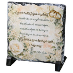 Placa din ardezie "A szeretet ettol fogva megtanit..." 14 x 14 cm