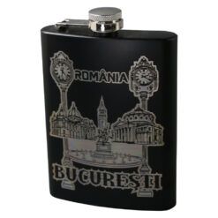 Plosca metalica gravata Bucuresti 220 ml