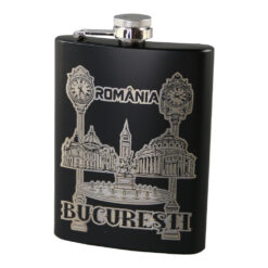 Plosca metalica gravata Bucuresti 220 ml