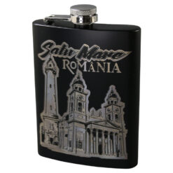Plosca metalica gravata Satu Mare 220 ml