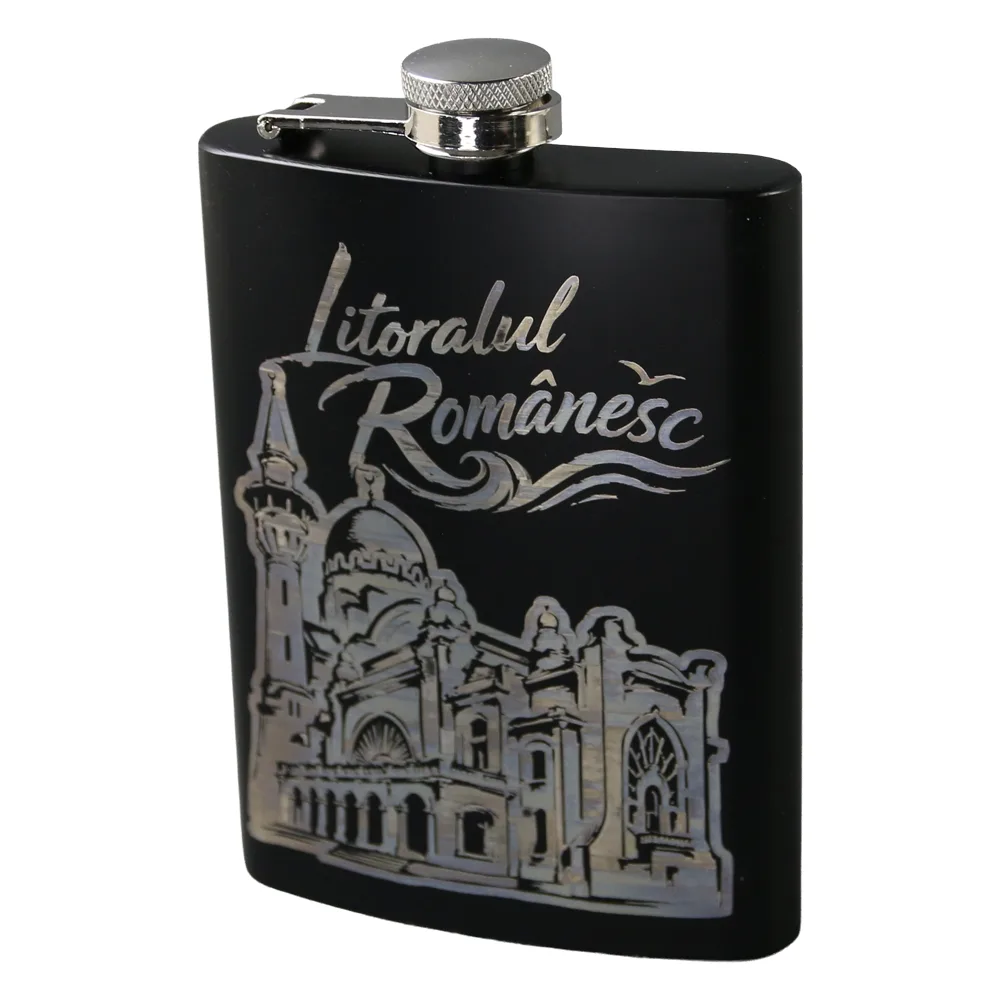 Plosca metalica gravata Litoralul Romanesc 220 ml