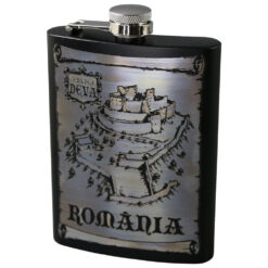 Plosca metalica gravata Cetatea Deva 220 ml, Romania