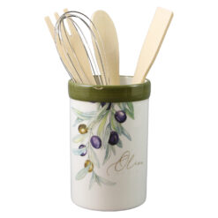 Suport ceramic Olive cu 4 ustensile de bucatarie 8.5 x 13 cm, masline
