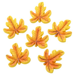 Set 6 frunze galbene de toamna din rasina cu autoadeziv 3.5 cm