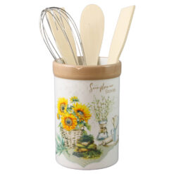 Suport ceramic Floarea soarelui cu 4 ustensile de bucatarie 8.5 x 13 cm, Sunflower Stories