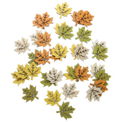 Set 36 frunze colorate de toamna din lemn 4 cm
