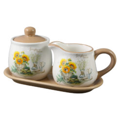 Suport din ceramica cu zaharnita si cana pentru lapte, Floarea soarelui, Sunflower stories