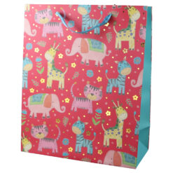 Punga cadou din hartie 26 x 32 cm, animale vesele