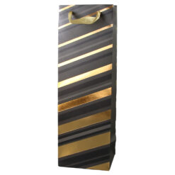 Punga cadou pentru bauturi din hartie 12 x 36 cm, negru-auriu