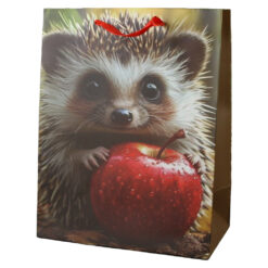 Punga cadou din hartie 18 x 23 cm, arici cu mar