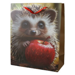 Punga cadou din hartie 26 x 32 cm, arici cu mar