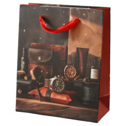 Punga cadou din hartie 11 x 14 cm, cu accesorii barbatesti