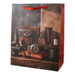 Punga cadou din hartie 26 x 32 cm, cu accesorii barbatesti