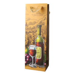 Punga cadou pentru bauturi din hartie 12 x 36 cm, vin si struguri