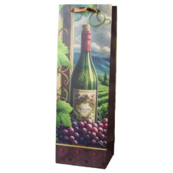 Punga cadou pentru bauturi din hartie 12 x 36 cm, struguri si vin