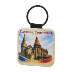 Breloc din piele sintetica Castelul Corvinilor 5 cm, Romania