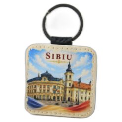 Breloc din piele sintetica Sibiu 5 cm, Romania