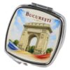 Oglinda metalica de buzunar Arcul de Triumf, Bucuresti 6.5 x 7 cm