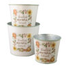 Set 3 ghivece decorative din metal "Thankful, Grateful, Blessed" 15 x 14 cm