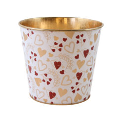 Ghiveci decorativ din metal cu inimioare 13.5 x 10 cm