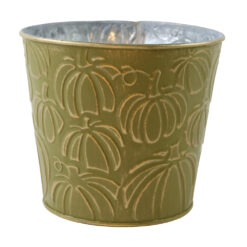 Ghiveci decorativ din metal cu dovlecei 15 x 13.5 cm, verde