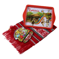 Set cadou Romania cu tava, stergar traditional si magnet Amuletul Familiei