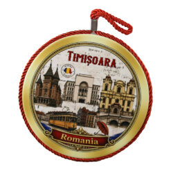 Decor de perete din ceramica Timisoara 17 cm, Romania, rosu