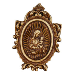 Placheta din ipsos Fecioara Maria cu Pruncul 9 x 13 cm in cutie