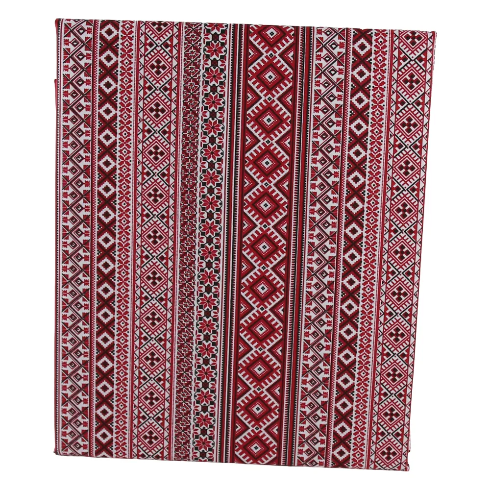 Fata de masa cu motive traditionale 140 x 160 cm din bumbac rosu-alb-negru