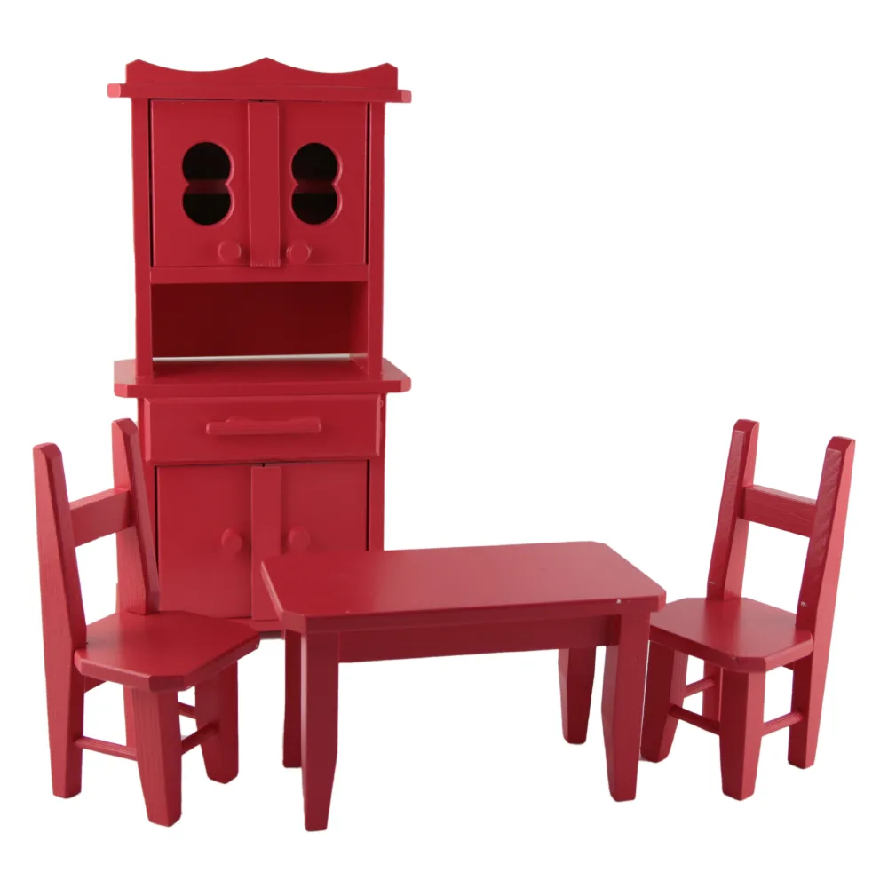 Set mobilier de bucatarie pentru copii, jucarie din lemn, 4 piese, rosu