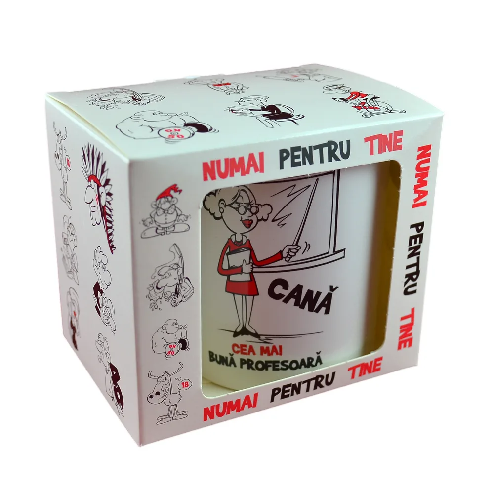 Cana ceramica 300 ml "Cea mai buna profesoara", in cutie decorativa - Funny Mug