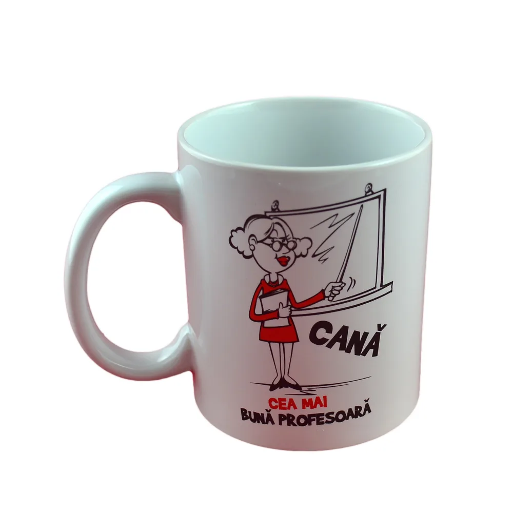 Cana ceramica 300 ml "Cea mai buna profesoara", in cutie decorativa - Funny Mug - imagine 2