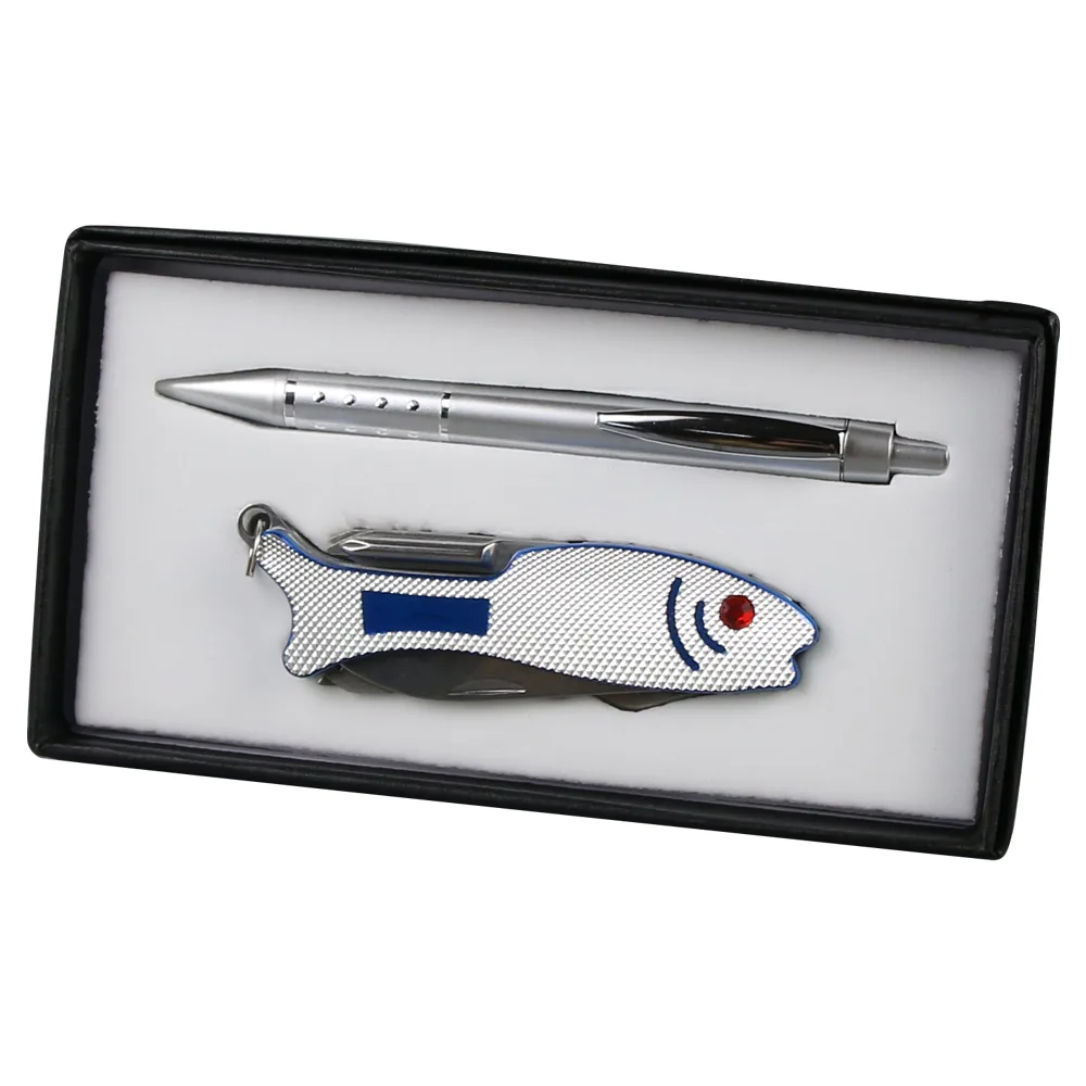 Set cadou pentru barbati, Pix cu briceag multifunctional Peste - imagine 2