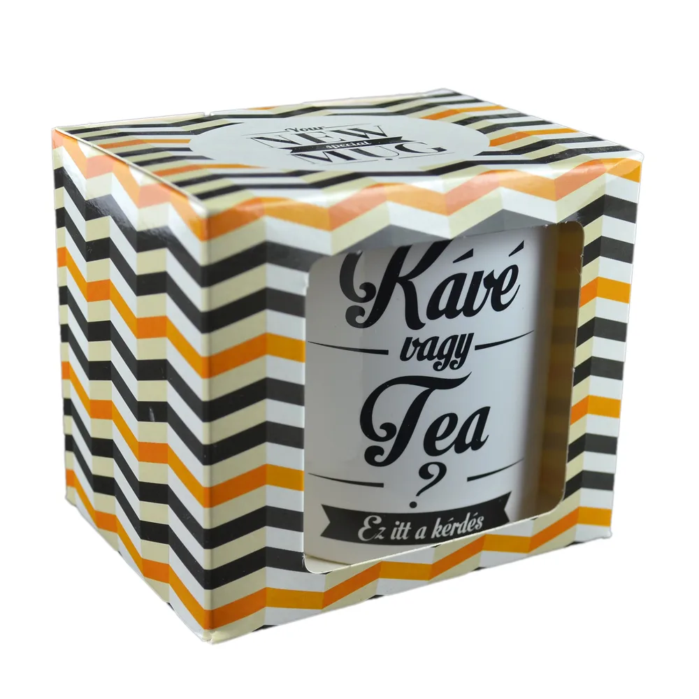 Cana ceramica Boss Mug 300 ml "Kave vagy tea, ez itt a kerdes", in cutie decorativa